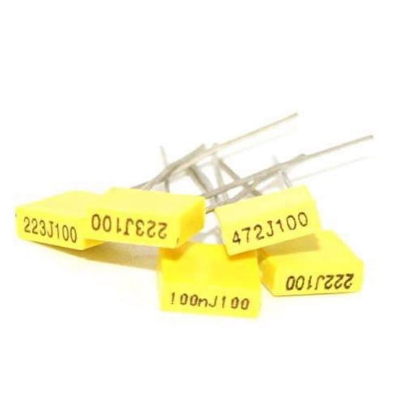 E-Projects 333J100 Correction Capacitor, 5mm Polypropylene Safety Plastic Film Capacitor, 33nF, 100V (Pack of 10)