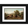 thumbnail image 1 of E. R. Van Hampe 18x12 Black Ornate Wood Framed Double Matted Museum Art Print Titled - Extensive Landscape Near Hereford Cathedral and the River Wye (circa 1870), 1 of 5