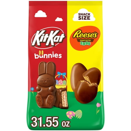 Reese's And Kit Kat Assorted Milk Chocolate Snack Size Easter Candy, Bag 31.55 oz