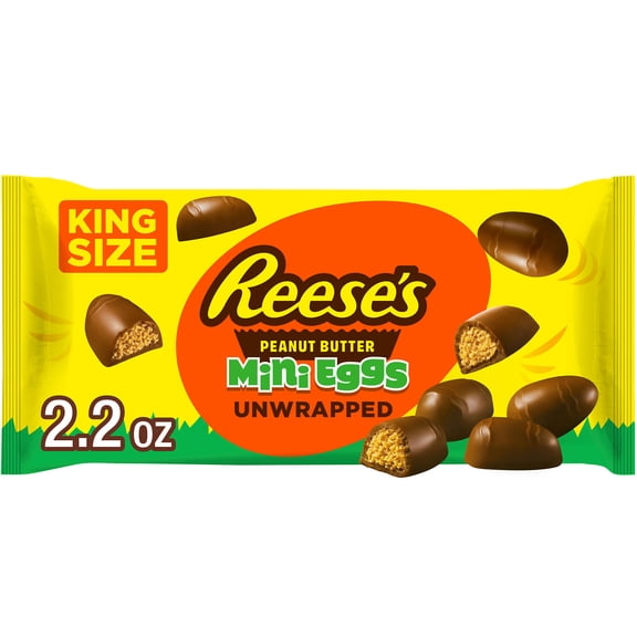 Reese's Unwrapped Chocolate King Size Peanut Butter Creme Mini Eggs, Easter Candy Bag, 2.2 oz