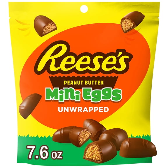 REESE'S Unwrapped Chocolate Peanut Butter Creme Mini Eggs, Easter Candy Bag, 7.6 oz