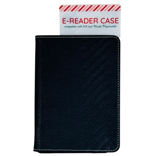 E-Reader Case Compatible With 6.8" Kindle Paperwhite Black Faux Leather By Vivit