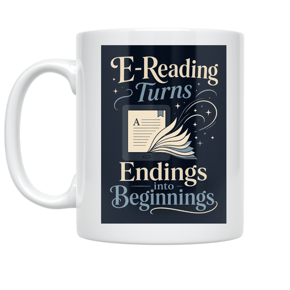 E-Reading Turns Endings into Beginnings - Book Lover - 11 oz Ceramic Coffee Mug