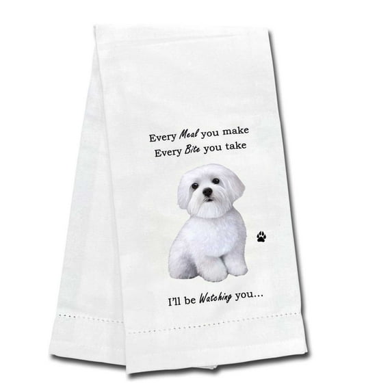 E & S Imports 26.00In Maltese Kitchen Towel, , Dog Puppy Paw 71124