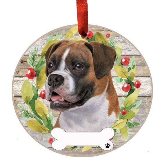E & S Imports 3.50In Ceramic Boxer Ornament, Ceramic, Dog Puppy Ribbon Cherish Pet 5506