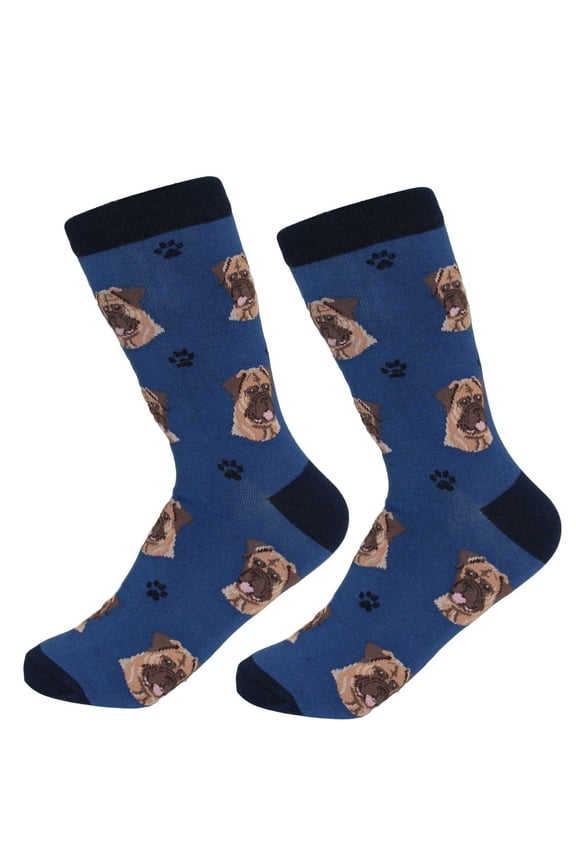 E & S Imports Bullmastiff Sock Daddy - One Pair Of Socks 15.25 Inch, - Dog Pet Paw Print 80079