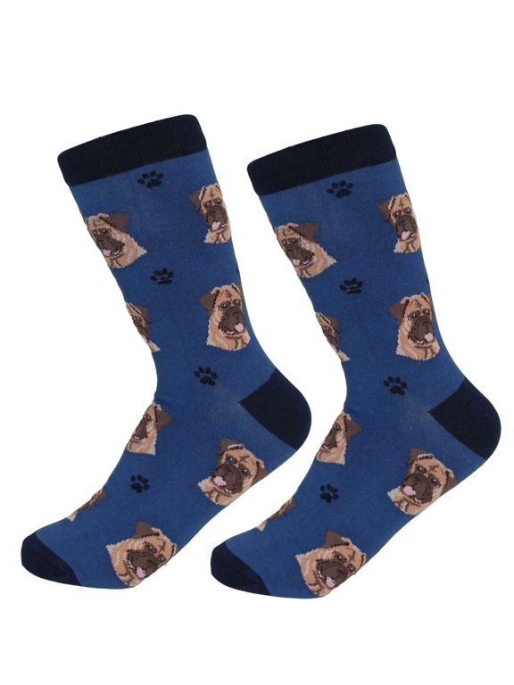 E & S Imports Bullmastiff Sock Daddy - One Pair Of Socks 15.25 Inch, - Dog Pet Paw Print 80079