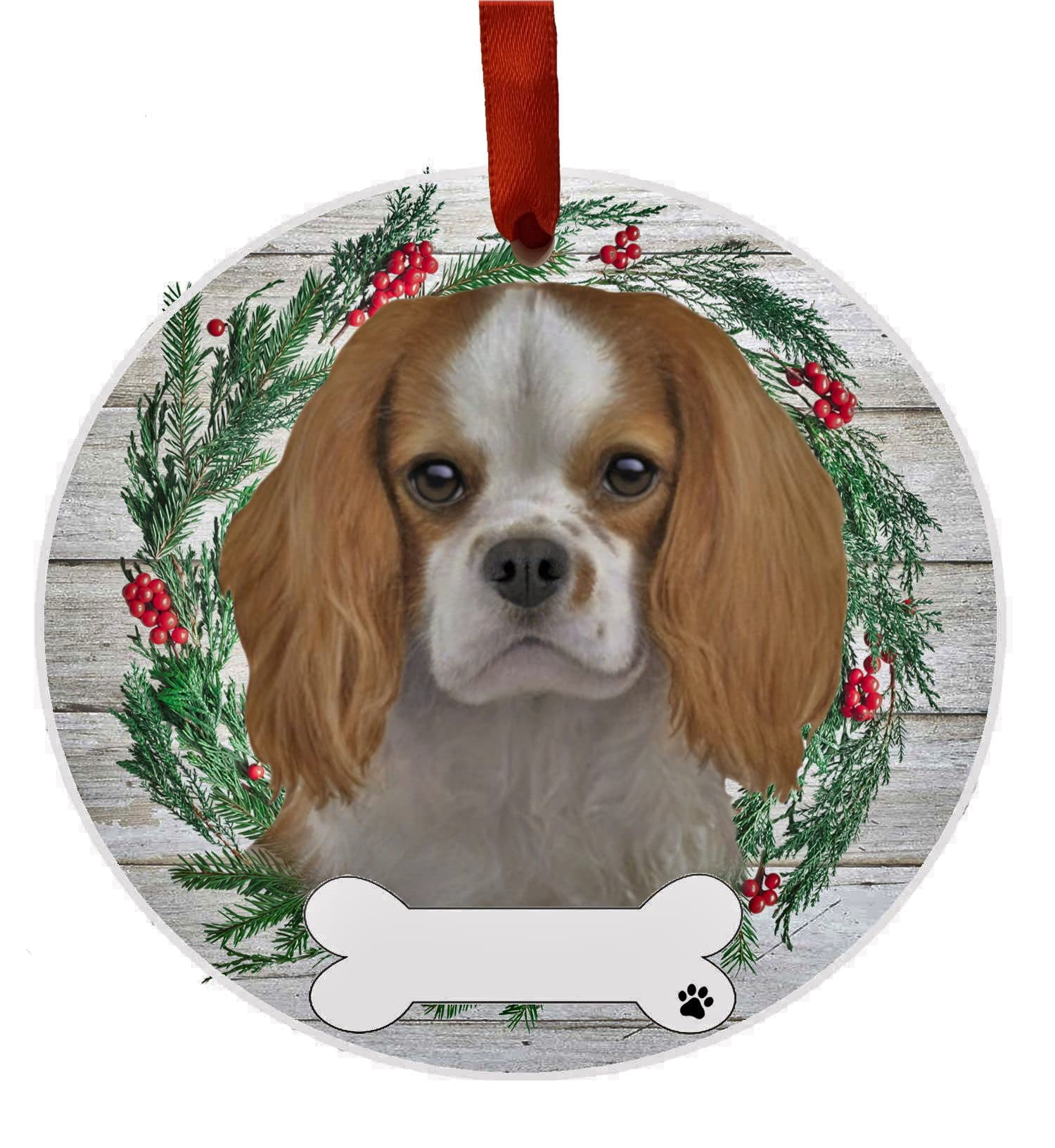 Customizable Cavalier King Charles Ceramic Holiday Ornament