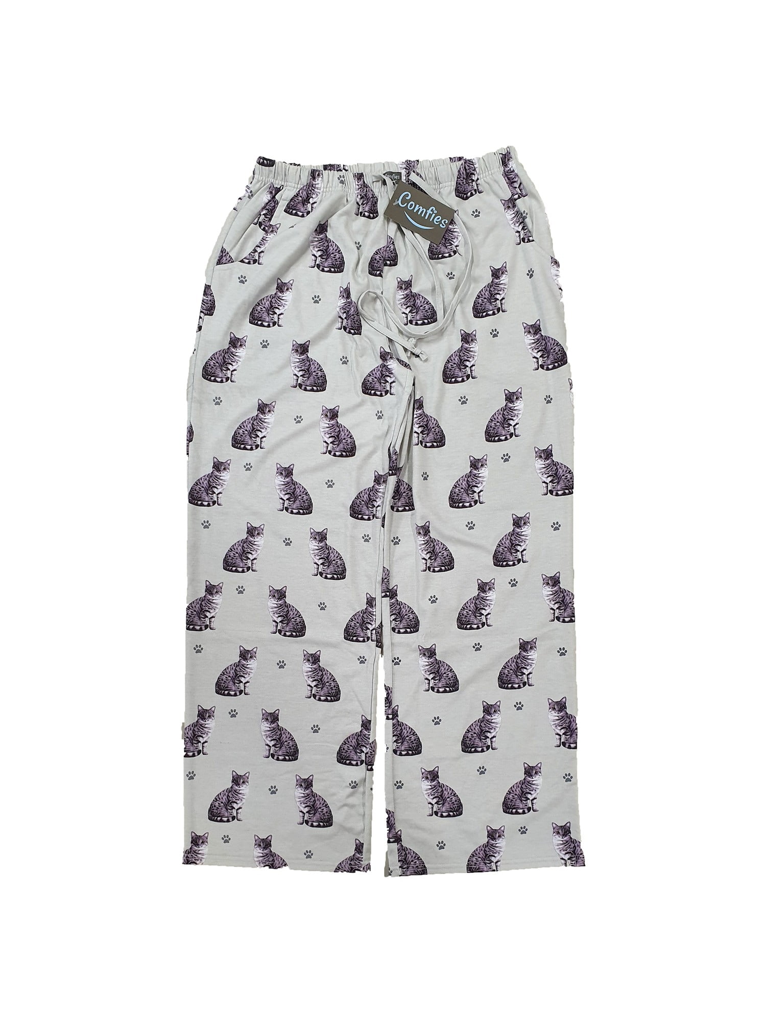 Agnes Orinda Women's Plus Size Comfort Cute Cat Print Short Sleeve Pajama  Set Gray 2X