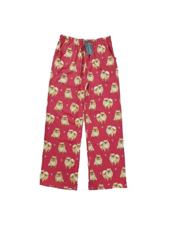 E & S Imports Womens Pajama Pants Dog Pajamas for Women Dog Print Cotton Pajamas - Pomeranian, Large