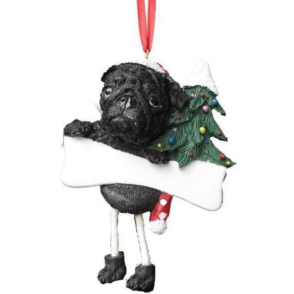 E&S Pets 35356-32 Black Pug Dangling Dogs Ornament