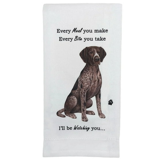 E&S Pets 711-83 German Shorthaired Pointer Dog Kitchen Towel, Off-white