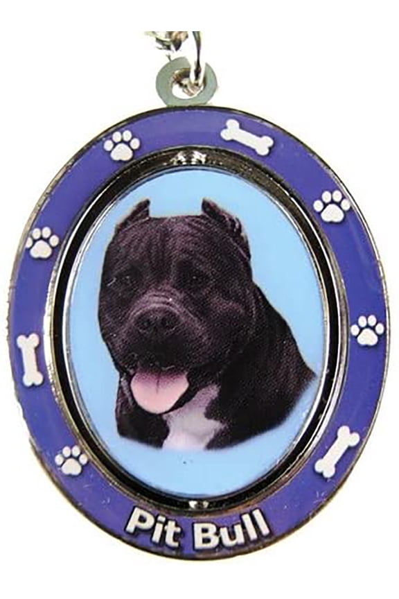 Black Pit Bull Double Sided Spinning Key Chain, KC-26c