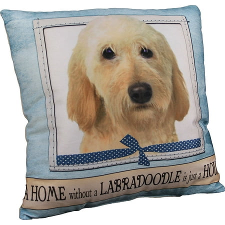 E&S Pets Large Dog Design Throw Pillow 16 x 16 inches - Yellow Labradoodle