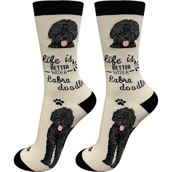 E&S Pets Pet Lover Socks, Life is Better with a Black Labradoodle