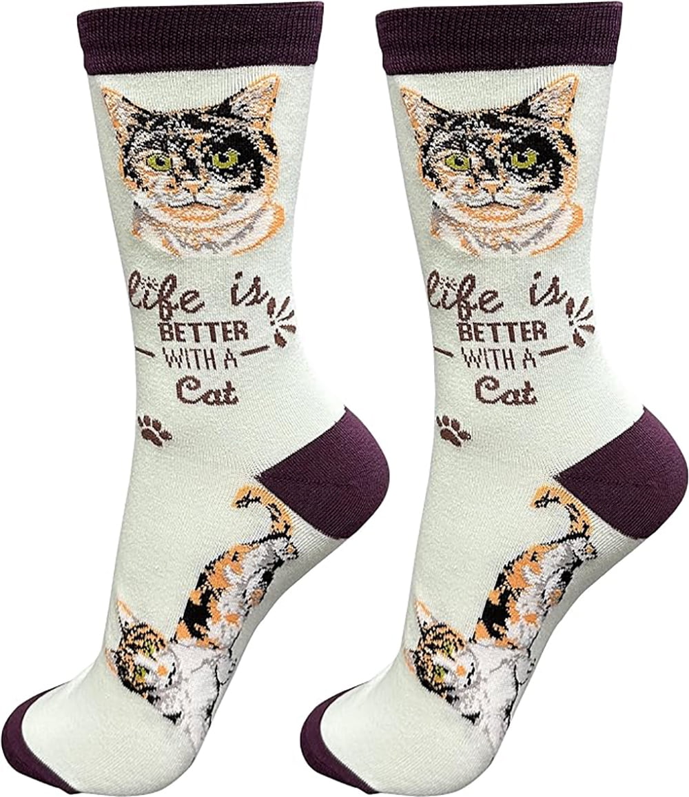 E&S Pets Pet Lover Socks, Life is Better with a Calico Cat, One Size fits Most