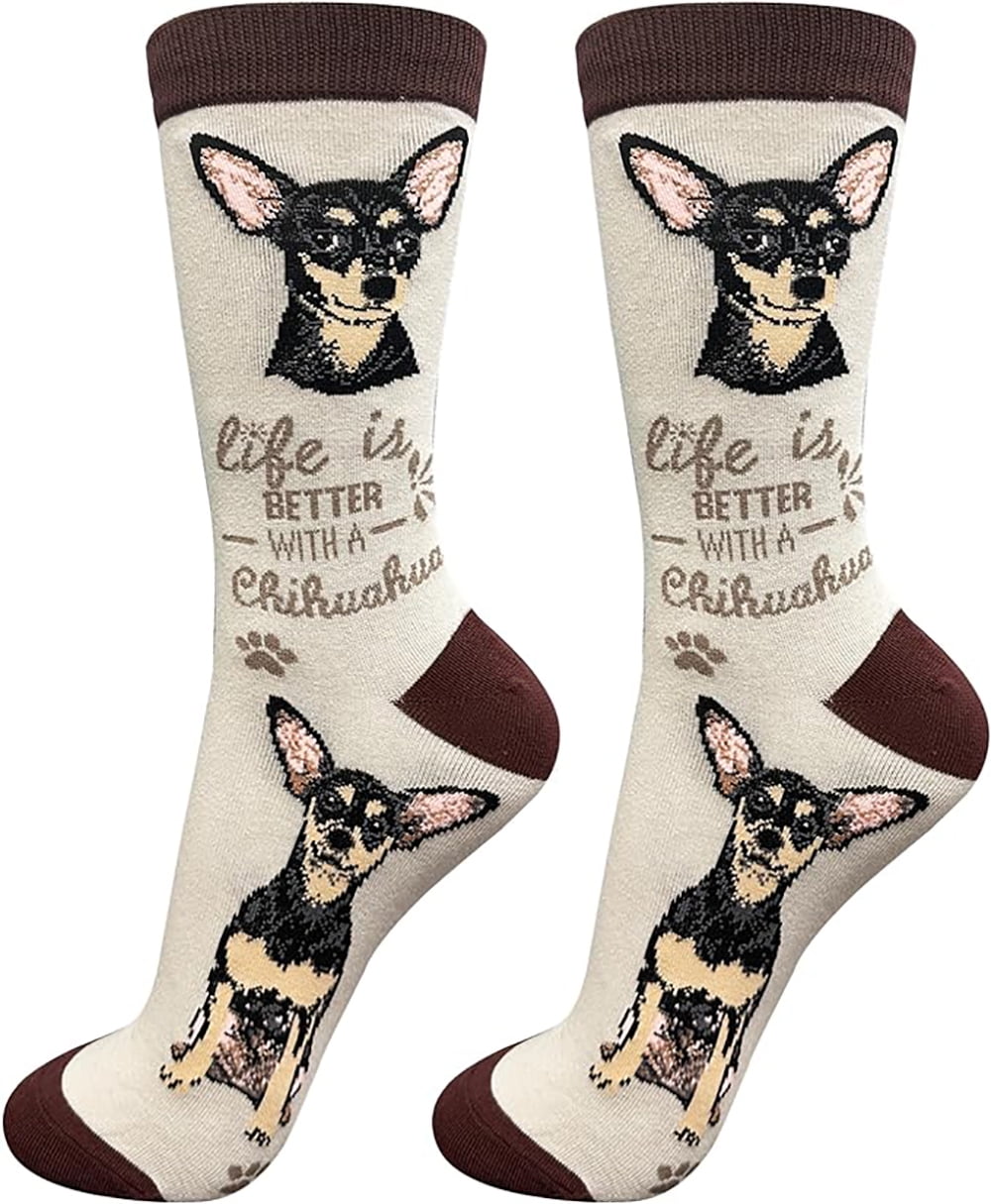 E&S Pets Pet Lover Socks, Life is Better with a Chihuahua black