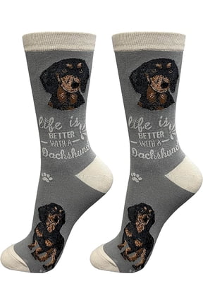 Pet Lover Socks, Life is Better with a Dachshund, black