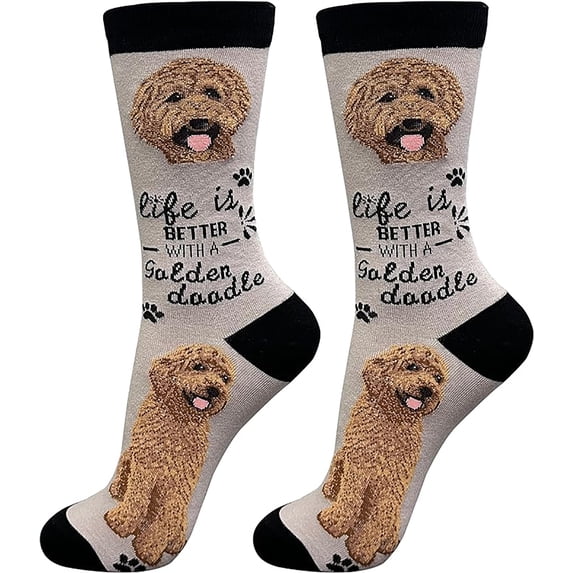 E&S Pets Pet Lover Socks, Life is Better with a Goldendoodle, Red
