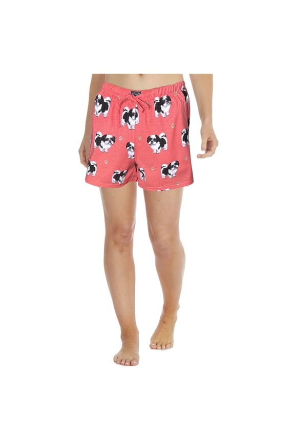 Shih Tzu Pajama Shorts Women - Breathable Cotton Blend sleep shorts - Shih Tzu Gifts - Womens Lounge Shorts