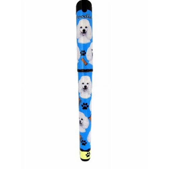 E&S Pets White Poodle Pen Easy Glide Gel Pen, Refillable with A Perfect Grip