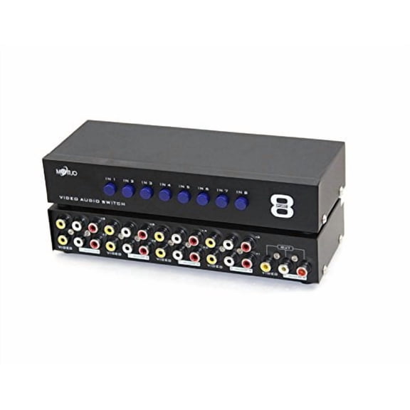 E-SDS 8-Way AV Switch RCA Switcher 8 in 1 Out Composite Video L/R Audio Selector Box for DVD STB Game Consoles CV0235