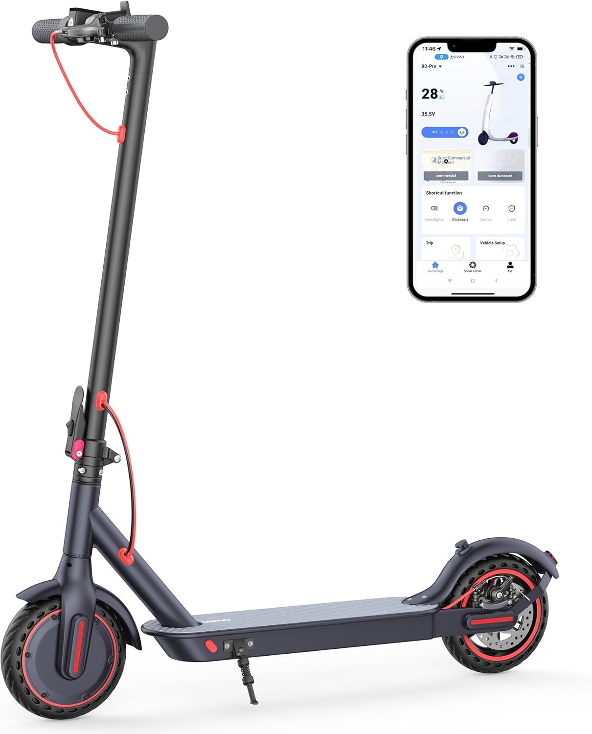 E Scooter for Adults 1922 MPH 350/500W Motor 281/441Wh Battery,8.5"/10