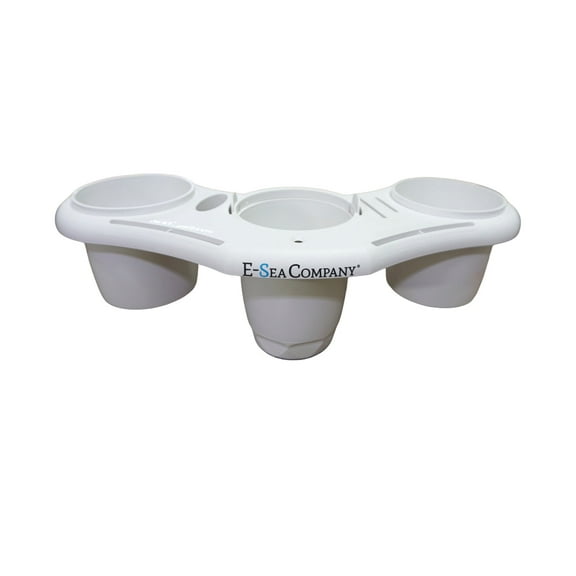 E-Sea Company E-Sea Caddy Pro-(White). Multi Cup Suction Mounted Drink Holder w/Knife, Pliers, Hook and Sunglass Storage. Perfect for Boats, Paddle Boards, Kayaks, Camping and More!
