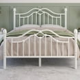 thumbnail image 1 of E-Ser Full Size Metal Platform Bed Frame,Modern Headboard And Footboard,Adequate Under Bed Storage,No Box Spring Needed,White, 1 of 9