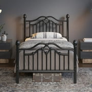 E-Ser Twin Size Metal Platform Bed Frame,Modern Headboard And Footboard,Adequate Under Bed Storage,No Box Spring Needed,Black
