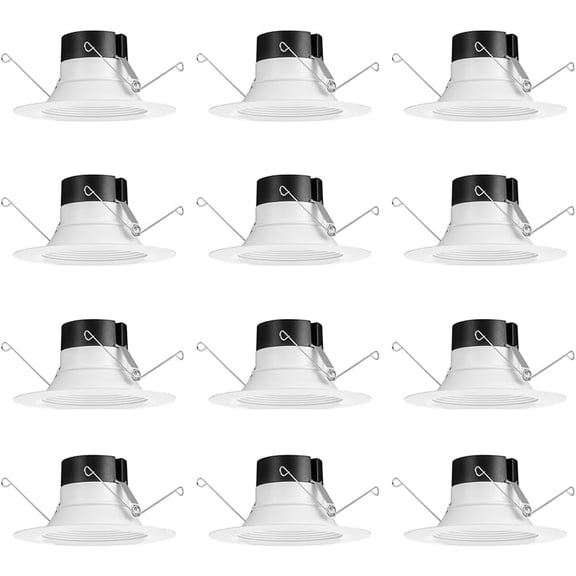 E Series 5"/6" LED Ceiling Light, Baffle Trim Recessed Lighting with 5-in-1 Switchable White Color, 900 Lumens, Wet Rated LED Downlight, Dimmable, White, 12-Pack