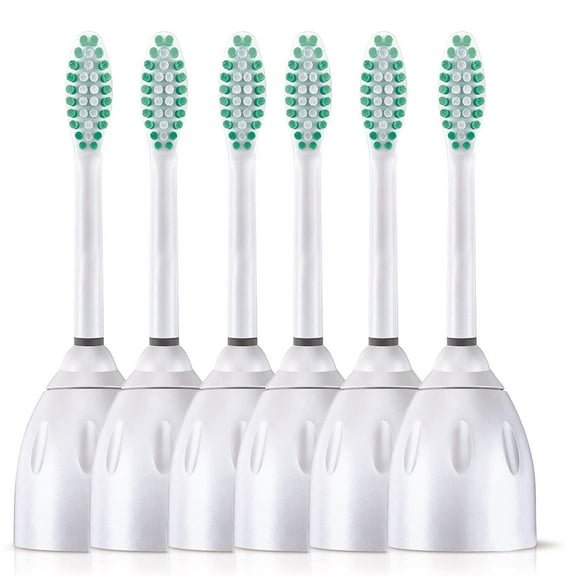 E-Series Brush Heads, Compatible with Philips Sonicare Essence, Xtreme, Elite and Advance Tootbhrush - Pack of 6