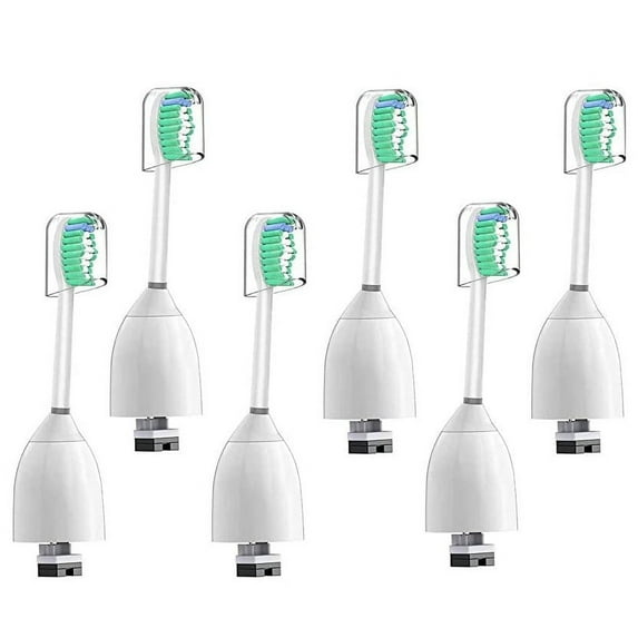 E-Series Brush Heads, Compatible with Philips Sonicare Essence, Xtreme, Elite and Advance Tootbhrush - Pack of 6