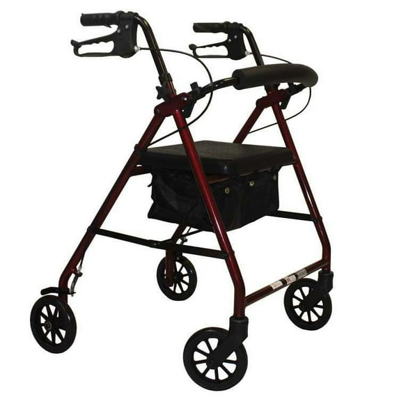 Roscoe E-Series Rollator with Padded Seat 6-inch Wheels Burgundy 1 Count