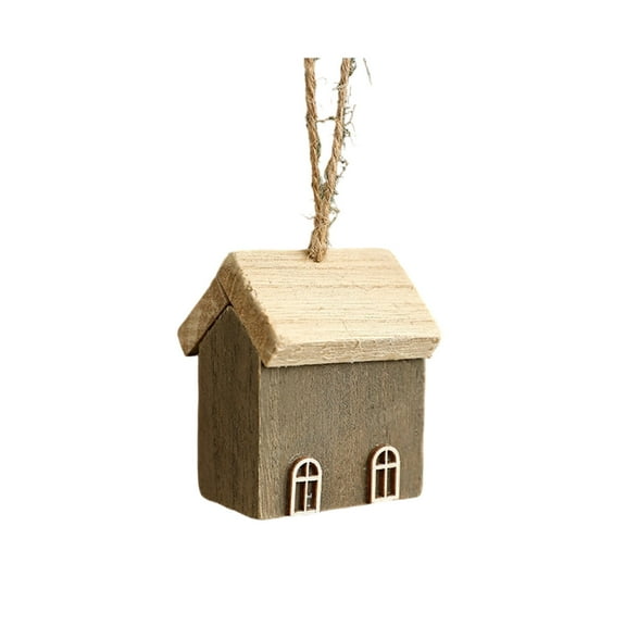 E Solid Wood Christmas House Small Village Ornaments, Set Of Miniature Wooden Cabins For Christmas Tree Decoration Or Creative Holiday Scene Setup