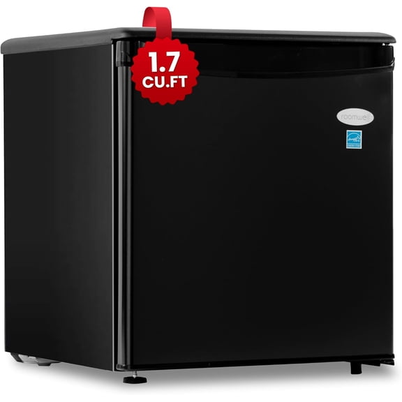 E-Star 1.7 Cu Ft Mini Fridge for Office, Compact Black Small Refrigerator Without Freezer Automatic Defrost With Integrated Door Handle, 37 dB Countertop Quite, Ideal Bedroom, Dorm
