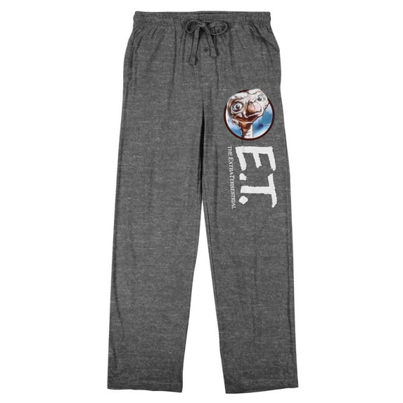 E.T. Character Logo Men's Heather Gray Sleep Pajama Pants-Small