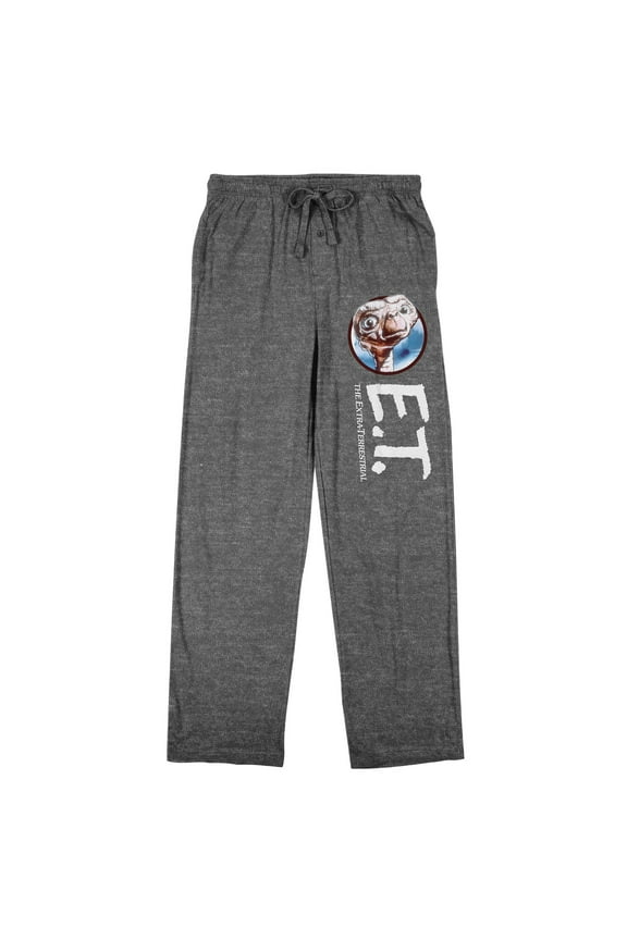 E.T. Character Logo Men's Heather Gray Sleep Pajama Pants-XL