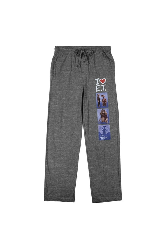 E.T. I Heart E.T. Men's Gray Heather Sleep Pajama Pants-Large