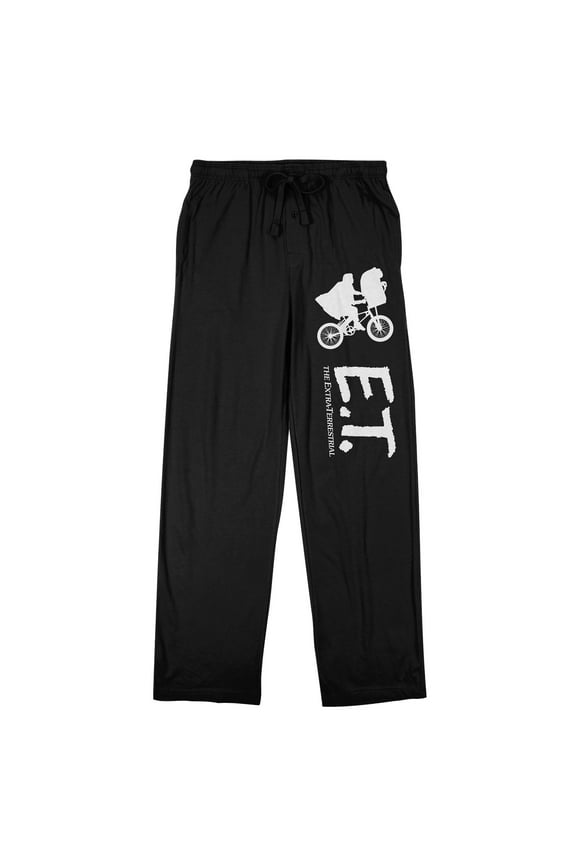 E.T. Silhouette and Title Logo Men's Black Sleep Pants-Large