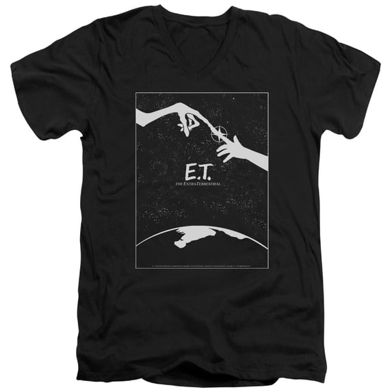 E.T. Simple Poster S/S Adult V-Neck T-Shirt 30/1 Black