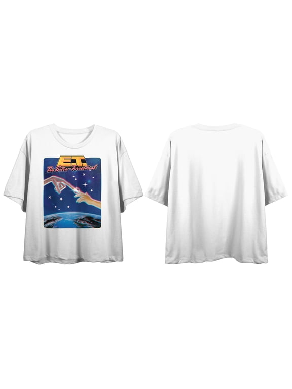 E.T. Space Touch Women's White BF Crop Tee-Medium