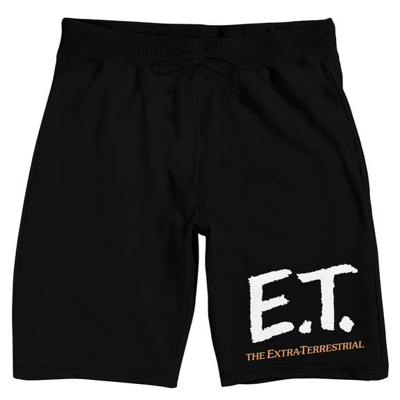 E.T. The Extra-Terrestrial Movie Logo Men's Black Lounge Shorts-Medium