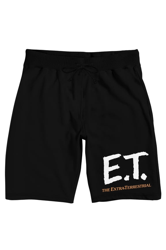 E.T. The Extra-Terrestrial Movie Logo Men's Black Lounge Shorts-XL