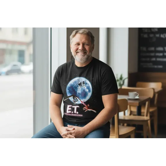 E.T The Extra-Terrestrial Movie Poster Men's T Shirt (Black, AdultS)