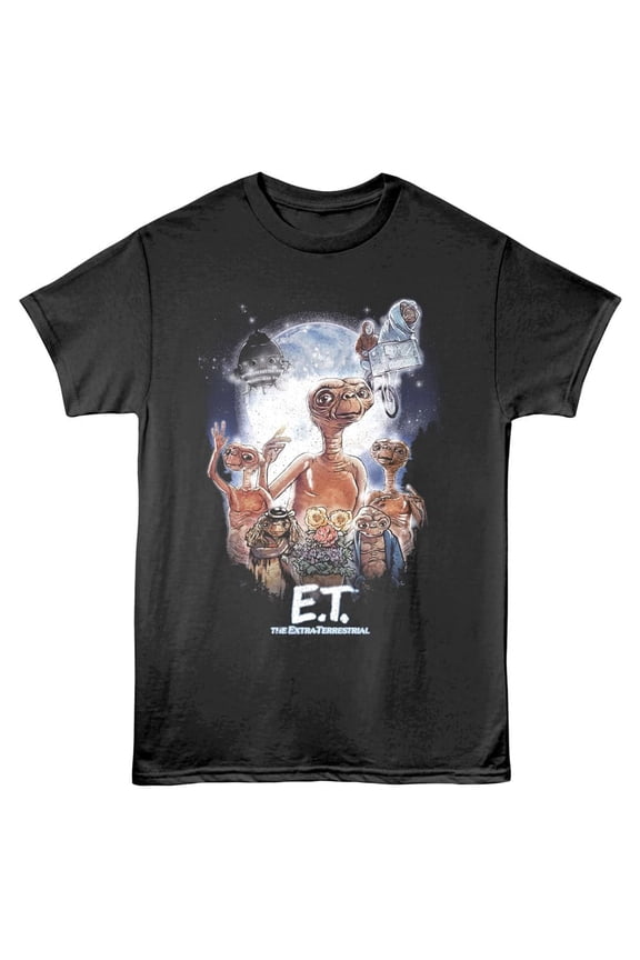 E.T The Extra-Terrestrial Sketched Men's T Shirt (Charcoal, AdultL)