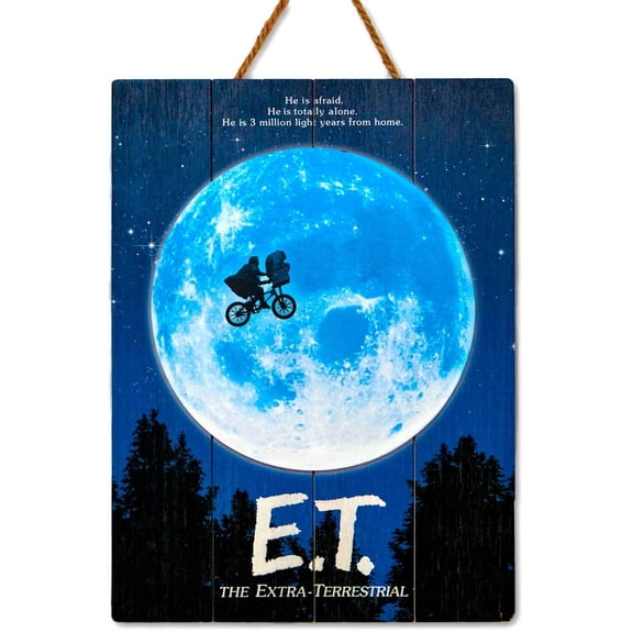 E.T. The Extra-Terrestrial - Woodart 3D - Moon 12"x16" Hanging Sign