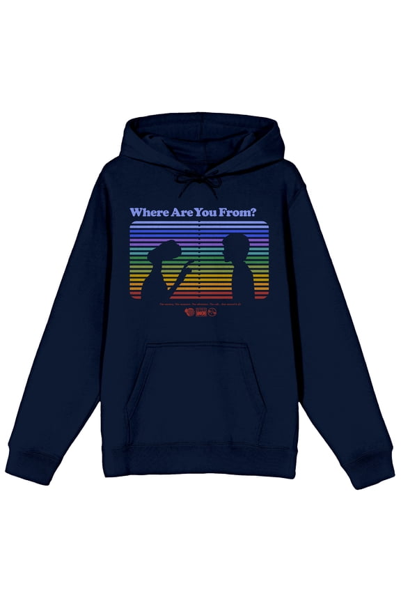 E.T. Where Are You From? Adult Navy Long Sleeve Hooded Sweatshirt-3XL