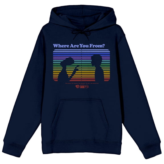 E.T. Where Are You From? Adult Navy Long Sleeve Hooded Sweatshirt-XL