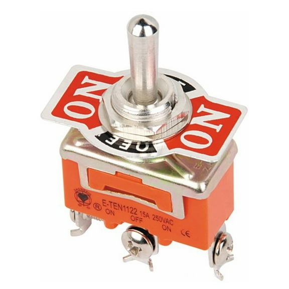 E-TEN1122 For Toggle Switch 3 Pin 3 Position On-Off SPST Rated 15A 250V with Self Locking and Copper Pins for Secure Connection